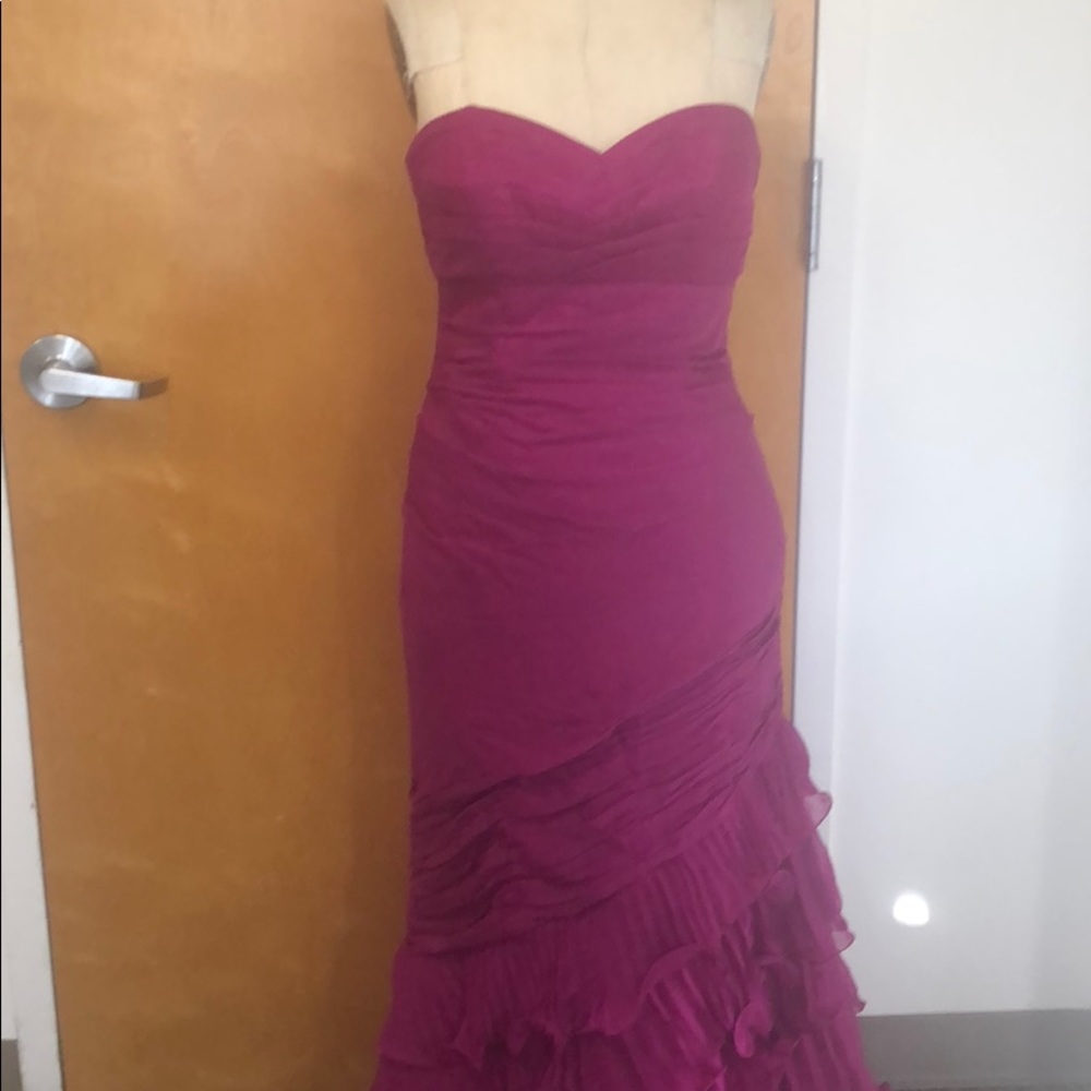 Strapless magenta gown!